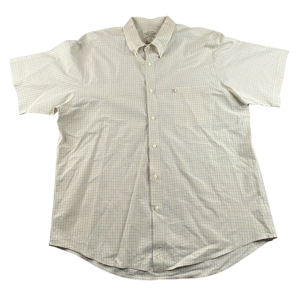 Ralph Lauren‎ Jeans Company Mens XL Short Sleeve Button Down Shirt Checker